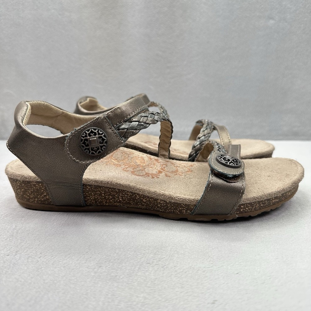 Aetrex Jillian Womens Size 10 Sandals Bronze Braided Quarter Strap Arch Support